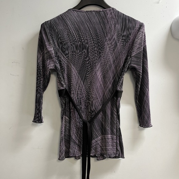 Vintage Only 9 Y2K Top Womens L Dark Purple Pleated Babydoll Tie Back Fairy 90s - Picture 2 of 7